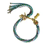 jojnsha Pulsera tibetana tejida a mano para la suerte para mujer con coloridos patrones de reencarnación y diseños únicos, 7*6*2cm, Algodón