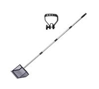 jojnsha Recogedor De Estiércol con Agarre Ergonómico para Usuarios Mayores Inoxidable Ajustable 35 A 65 Pulgadas para Herramienta Limpieza Cobertizos Aves Corral Regulable En La