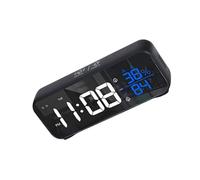 jojnsha Reloj despertador con música LED controlado por voz con batería de carga de 1200 mAh, pantalla de humedad para dormitorio, oficina, reloj de dormitorio recargable