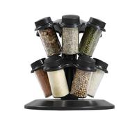 jojnsha Soporte Giratorio Para Condimentos 12 Contenedores De Vidrio Apilable Eficiente Almacenamiento En Gabinete De Cocina Organizador De Estante De Especias Para Ahorro De Espacio Color Negro