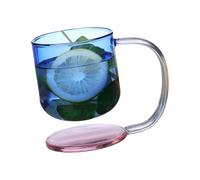 jojnsha Taza de suspensión de borosilicato de alta calidad con mango resistente al calor y base de cristal con efecto flotante para café, té, bebida