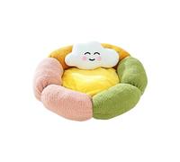 jojnsha Zona de sueño de tela suave con marco sólido y colores verdes limón dinámicos para animales domésticos, cómoda cama de gato con flecos altos