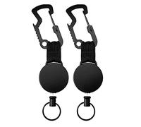 JoJo - Juego de 2 llaves con cuerda de alambre de 60 cm, llavero extensible, mosquetón para pantalones y cinturones, soporte para tarjetas de identificación de JoJo, clip retráctil, llavero