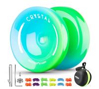 JoJo K2 Crystal Blue Green Responsive JoJo para principiantes, JoJo de doble uso para niños/adultos, trucos JoJo con kit de rodamientos JoJo Unresponsive + 12 cuerdas JoJo + herramienta de rodamiento