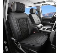 JOJOBAY Fundas de asiento de cuero para Chevy Silverado GMC Sierra, ajuste personalizado 2007-2026 1500 2500HD 3500HD Crew doble cabina regular extendida, LT LZT RST Trail Boss (par delantero, negro)