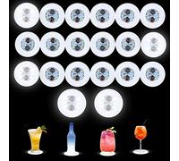 JOJOCY Paquete de 20 alfombrillas LED, pegatinas de luz LED, lámpara de botella LED súper brillante con 6 cuentas luminosas, alfombrillas de copa para bar, cerveza, bebidas para decoración de fiesta