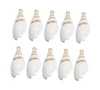 jojofuny 10 Piezas Accesorios de Joyería de Concha Natural con Borde Dorado para Diy Adornos de Concha para Collares y Pendientes Decoración Mano para Niñas y Damas Manualidades de