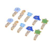 jojofuny 10 Piezas de Clips de Madera con Cuerda de Animales Marinos de Dibujos Animados, Creativos y Hermosos para Sujetar Fotos y Notas en Oficina o Tienda