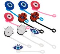 jojofuny 10 Piezas Tapas para Pajitas de Silicona Reutilizables Diseño de Ojo Adorable, Adecuadas para Pajitas de 7-8mm, Tapones Antideslizantes Prueba de Polvo