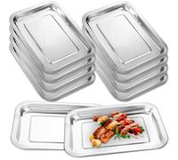 jojofuny 10piezas Bandejas de Horno de Acero Inoxidable Antiadherente para Hornear Galletas y Hornear Horno con Fondo Plano y Bordes Pulidos Fáciles de Limpiar y Reutilizables para Cocina