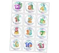 jojofuny 12 Piezas Mes del bebé Pegatinas Vaya Equipo Auto Anuncio Juguete condujo Pegatina Mes bebé Pegatina Crecimiento bebé Pegatinas Foto apoyos Pegatinas para bebé Papel