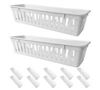 jojofuny 12pcs Plastic Pencil Organizer Bins, Classroom Organizer Baskets for Desk, Storage Tray for Crayons, Pens, Markers, Art Supplies, White