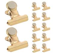 jojofuny 15 Clips Magnéticos Negros para Nevera, Clips Metálicos a Granel, Sujetapapeles Dorados 15 Piezas para Fotos, Notas y Mensajes en Cocina y Oficina