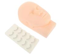 jojofuny 1juego Cabeza de Maniquí de Silicona para Práctica de Extensiones de Pestañas Set Pestañas Modelo Plano para Principiantes y Formación Cosmetología