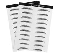 jojofuny 2 Hojas Pegatina para Cejas Parche de Ceja Artificial 6d 2 Láminas Negro Fibra Artificial y Film Resistente al Agua