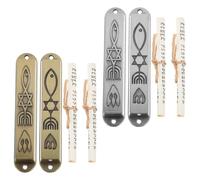 jojofuny 2 Juegos de Mezuzá Judía de Metal para Puerta, Caja Tradicional con Pergamino Kosher Incluida, Decoración de Bendición Hogar, 8,9 Cm, Diseño en Verde Antiguo y Estaño, Adecuado