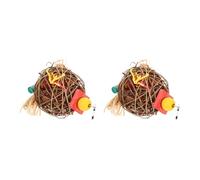 jojofuny 2 Juguetes Masticables para Loros de Bola de Ratán, Resistentes a Mordeduras, Fáciles de Instalar en Jaula, Ideales para Actividades Físicas de Pájaros