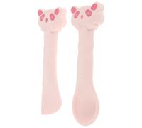 jojofuny 2 Piezas Abrelatas y Cuchara Rosa de Silicona para Alimento Enlatado, Pala para Servir Comida Húmeda, Utensilios Higiénicos para Mascotas