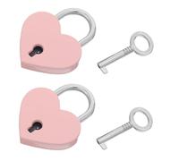 jojofuny 2 Piezas Candado Pequeño Corazón Vintage con Llave para Joyero Bolso Diario y Caja de Almacenamiento Regalo San Valentín Rosa