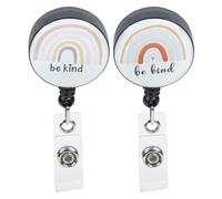 jojofuny 2 piezas Carretes Retráctiles de Insignias con Clip Giratorio de Cocodrilo Portatarjetas para Enfermería y Oficina Diseño de Arcoíris y Material Duradero