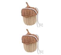 jojofuny 2 Piezas Cartera De Cono De Pino Cesta Tejida De Ratán Bolso Cesta Colgante Bandolera Mujer Cesta De Pascua Tejida Con Asa Bolso De Las Niñas Mimbre Indonesio Sombrero Chica Rota