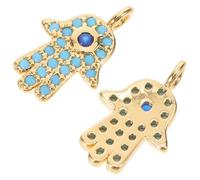 jojofuny 2 Piezas Colgantes de Mano Hamsa Latón Dorado Amuletos Protectores para Llaveros y Pendientes DIY Materiales para Manualidades de Joyería con Significado Espiritual