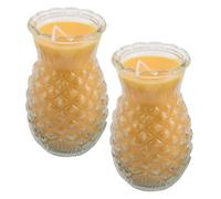jojofuny 2 Piezas Lámpara Budista Luz de Aceite Forma de Piña, Candelabro de Buda Amarillo de Vidrio y Vela, No Gotea, Dura hasta 3 Días, para Oración y Meditación