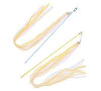 jojofuny 2 Varitas Interactivas para Gatos Cintas de Colores y Cascabeles, Juguetes para Mascotas Ligeros y Divertidos, Palo para Burlarse de Gatos Adecuado para Ejercicio Color Aleatorio