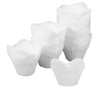 jojofuny 200 Cápsulas de Papel para Cupcakes Tulipán Tamaño Mediano Moldes Antigrasa para Hornear Magdalenas y Muffins Envoltorios de Papel Pergamino Blanco Adecuado para Repostería y
