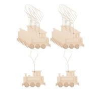 jojofuny 20piezas Adornos Colgantes de Madera Forma de Tren Decoración Navideña DIY sin Pintar Colgantes Rústicos para Manualidades Decoración de Puertas y Hogar