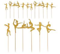 jojofuny 24 decoraciones para tartas de fitness, aerobic, yoga, cupcakes, magdalenas de papel, con purpurina, bailarina, pasteles, postres, para cumpleaños, deportes, decoración de fiesta