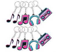 jojofuny 24 Llaveros de Fiesta Musicales PVC Notas Auriculares y Casete 4 Diseños X 6 Piezas Decoración para Amantes Música Regalos de Cumpleaños y Karaoke