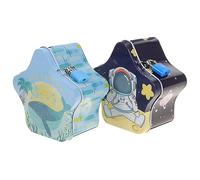 jojofuny 2piezas Hucha De Hojalata Alcancía De De Dinero Para Niñas Contenedor De Monedas De Escritorio Obsequio De Fiesta Decoración