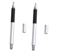 jojofuny 2piezas Stylus Capacitivo De Doble Punta Disco Transparente y Puntas De Repuesto para Tablet y Teléfonos Táctiles Diseño Elegante Color Plateado