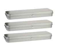 jojofuny 3 Piezas Estuche Metálico Rectangular con Bisagra para Lápices y Bolígrafos Organizador Escolar Compacto con Tapa para Oficina y Estudio