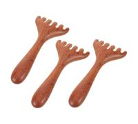 jojofuny 3 Piezas Masajeador Manual de Madera de Seis Garras, Peine Largo | Diseño Ergonómico Forma de Cuerno, Uso Portátil en Casa u Oficina, Tono Café