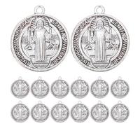 jojofuny 30 colgantes de moneda de San Benito, abalorio de metal para joyería cristiana, medalla redonda para rosario católico, colgante vintage para pulseras de fe espiritual.