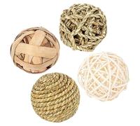 jojofuny 4 Bolas de Hierba Masticables para Conejos y Hámsters, Juguetes de Interior para Salud Dental y Desgaste de Dientes, Material de Paja Natural