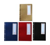 jojofuny 4 Cuadernos Vintage de Caligrafía China Encuadernación Atemporal y Páginas de Papel Grueso Blocs de Notas en Colores Rojo Azul Negro y Amarillo para Dibujo Escritura y Trabajo