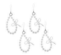 jojofuny 4 Piezas Cadena para Teléfono Forma de Perla Correa de Cuentas para Teléfono Correa de Llavero Perla Artificial para Mujeres y Niñas Que Buscan Decorar Sus Móviles