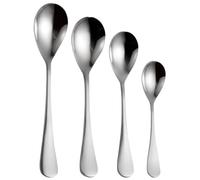 jojofuny 4 Piezas Cucharas Soperas de Acero Inoxidable, Cucharas de Postre, Juego Combinado, Color Plata, Fáciles de Limpiar, Superficie Lisa, Hotel y Navidad
