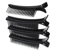jojofuny 4 Pinzas para Seccionar el Cabello Negras Antideslizantes Tipo Peine para Estilismo Profesional y Cortes Salones de Belleza Accesorio de Peluquería para Cabello Grueso y Fino
