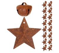 jojofuny 48 Cascabeles Navideños de Metal Oxidado Rústicos Adornos Colgantes en Forma de Estrella y Cruz 4 CM y 2 CM Decoración para Árbol de Navidad Manualidades y Hogar
