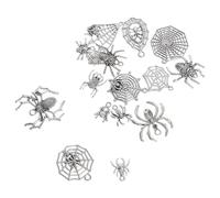 jojofuny 48 Piezas Juego de joyas de araña encantos de terror de halloween collar de encanto de araña amuletos espeluznantes para hacer joyas aleación Plata