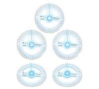 jojofuny 5 Piezas Transportador de Ángulos de Plástico Brazo Oscilante, Regla Transportadora Circular Portátil para Medición 360° en Aula y Oficina