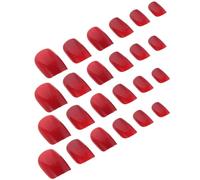 jojofuny 5juegos Uñas Postizas Rojas Cuadradas Cortas de Uñas Artificiales Presión Desmontables para Fiesta Navideña Pegamento de Gelatina