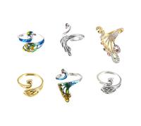 jojofuny 6 Anillos de Tejer de Aleación para Mantener Tensión Constante y Proteger Dedos, Accesorio para Tejer Estilo Elegante y Diseño Mixto para Labores de Costura y Varios estilos