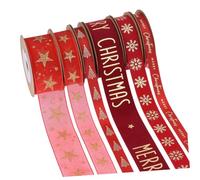 jojofuny 6 De Cinta De Organza Roja Con Para De Navidad Rollo De Cinta De Ancha Para Embalaje Festivo Decoración De Ramos