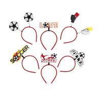 jojofuny 6 Piezas 6 Diademas Pelo de Fútbol Negras y Rojas, Decoraciones Ligeras para Fiestas Deportivas, Pack de Diseños Variados para Competiciones y Eventos de Fútbol