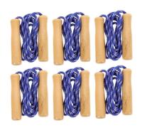 jojofuny 6 Piezas Cuerda para Saltar Mango de Madera Redondo para Fitness Infantil, Longitud Ajustable, Equipo Deportivo para Ejercicio y Educación Física Color Aleatorio